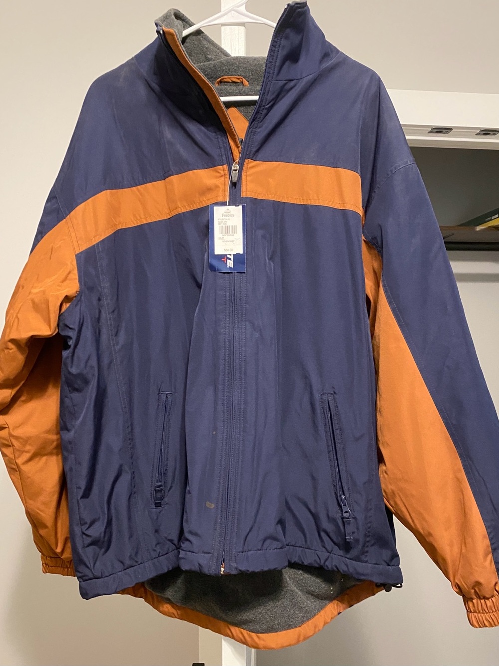 Men's Navy and Orange Heavy Windbreaker Jacket